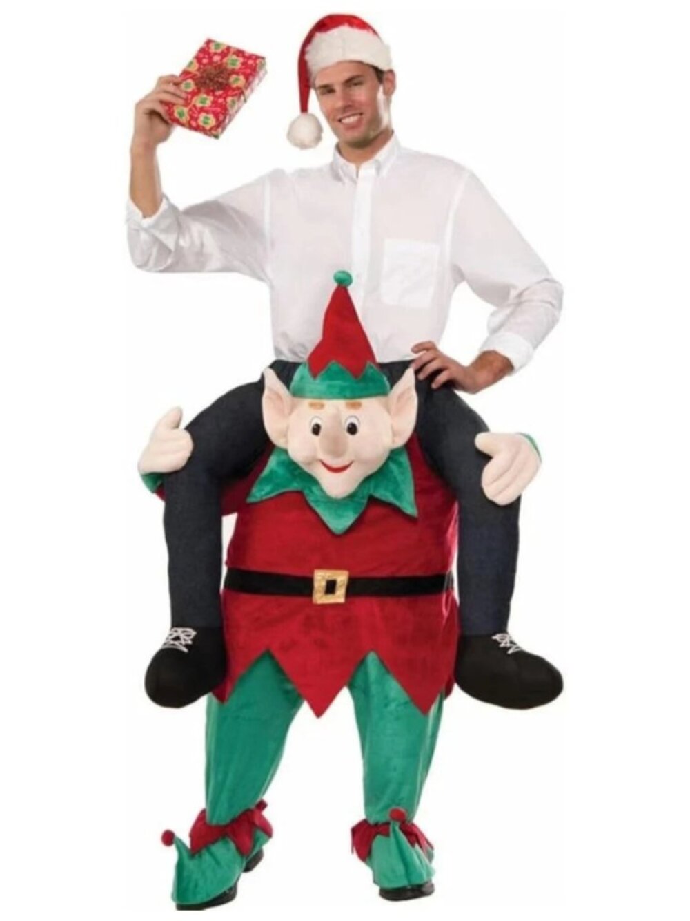 Elf Christmas Ride on Adult Morph Piggyback Multicolored Funny Costume New OSFA